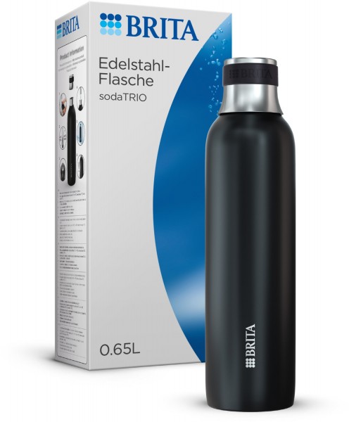 sodaTRIO Edelstahlflasche klein Wasser Zu-/Aufbereiter-Zubehör schwarz
