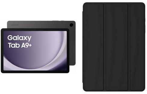 Galaxy Tab A9+ (64GB) WiFi Tablet graphite inkl. araree A Folio Case, 11 Zoll Display, Octa Core, Android, 8 MP Kamera