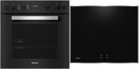 TwinSet Comfort Induktion Herdset mit Induktionskochfeld bestehend aus H 2459 I + KM 7061 FR obsidianschwarz + edelstahl