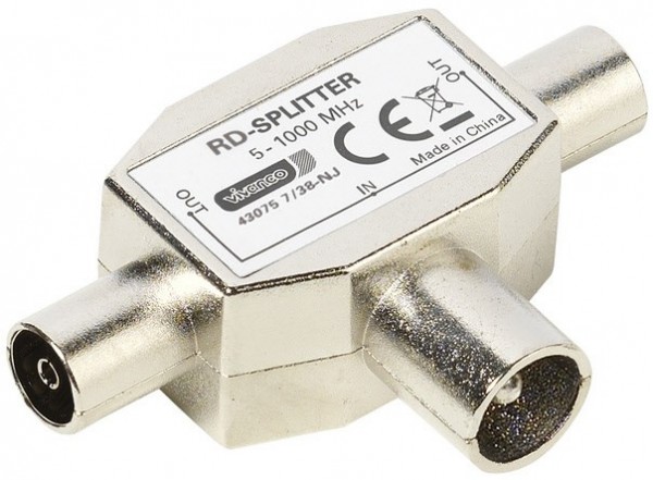 RD-2fach-Verteiler Koaxstecker 2x Koaxkupplung