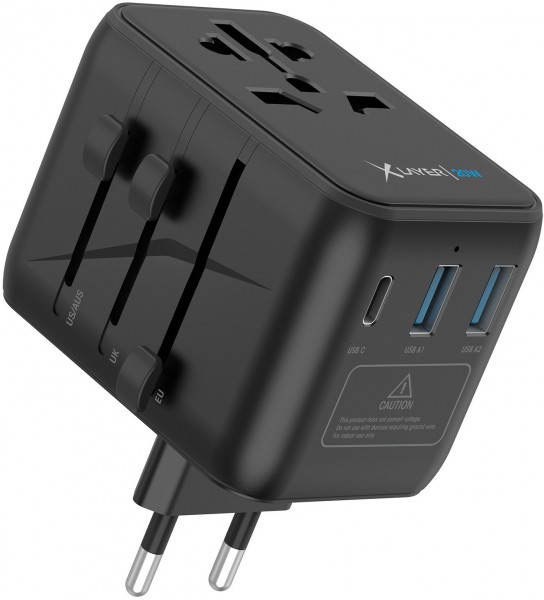 Reisestecker weltweit (20W) schwarz