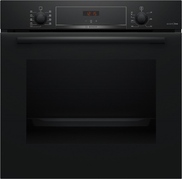 HBA4340B3 Einbaubackofen schwarz, 71 l, Pizza-Stufe, schnelles Vorheizen, 59,4 cm breit, A+