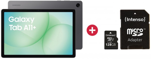 Galaxy Tab A11+ (128GB) WiFi Tablet grau + Dein Geschenk: Intenso microSDXC Card Premium (128GB) Speicherkarte