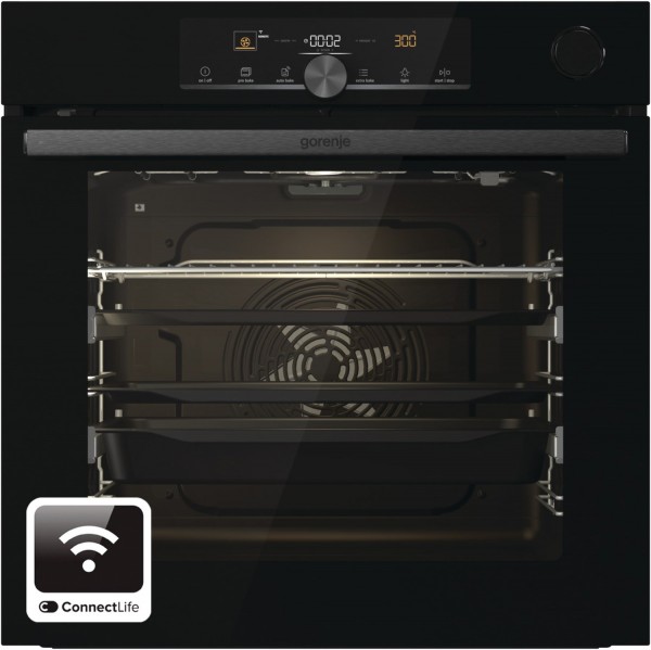 BPSA6747A08BGWI Einbaubackofen tiefschwarz, 77 l, Pizza-Stufe, schnelles Vorheizen, WLAN, pyrolytische Selbstreinigung, 59,5 cm breit, A+