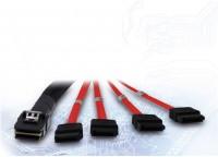 SFF-8087 > 4x SATA Kabel (1m) schwarz/rot