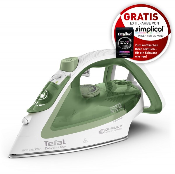 FV5781 Easygliss Eco + Simplicol Dampfbügeleisen, 2800 W, 260 g/min Dampfstoß, 50 g/min Dampfproduktion, Durilium-Bügelsohle mit Actif-Linien