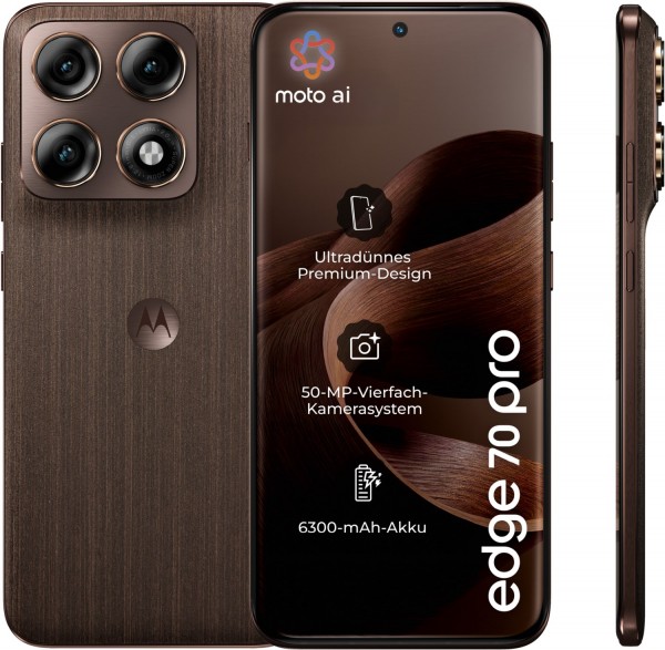 edge 70 pro Smartphone PANTONE chicory coffee, 256 GB Speicher, 8 GB RAM, 50 MP Kamera, 6,78 Zoll Display, 67,88 Std. Akku, 5G, Android