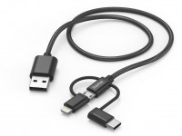 3in1 Ladekabel (1,5m) USB > Micro-USB/USB-C/Lightning schwarz