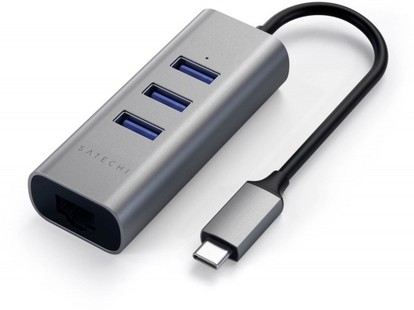 Type-C 2-in-1 3-Port + Ethernet Hub space grey