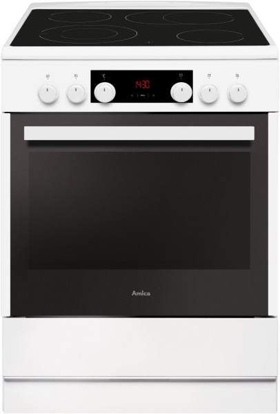 SHC 914 100 W Elektroherd mit Glaskeramikfeld weiß, 65 l, Pizza-Stufe, schnelles Vorheizen, 60 cm breit, A, 4 Kochzonen