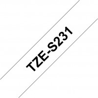 TZE-S 231 Schriftband lamin. (12mm) weiß/schwarz