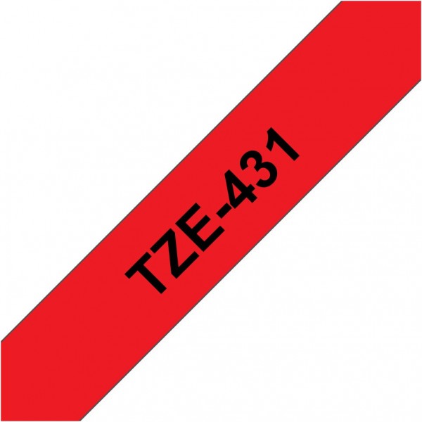 TZe 431 12mm (8m) Schriftband schwarz/rot
