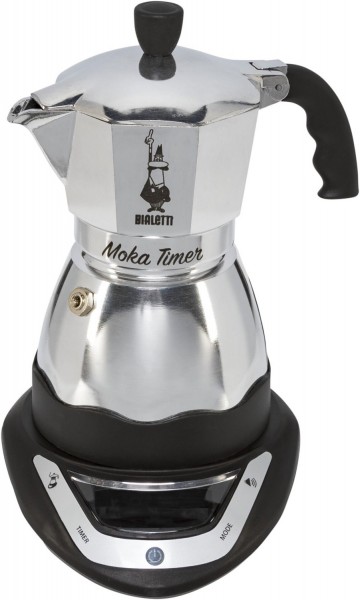 Moka Timer 3 Tassen Espressokocher silber/schwarz