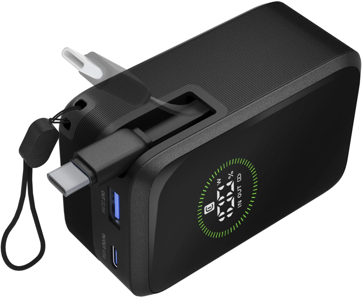 Retractable Power (20.000mAh) Powerbank schwarz