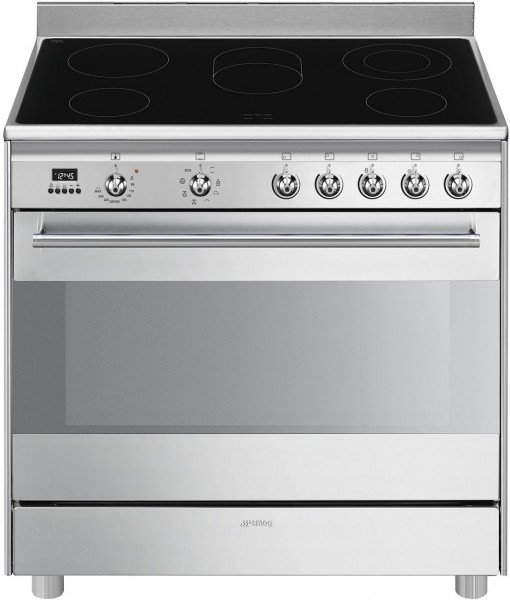 SCD91CMX9 Elektroherd mit Glaskeramikfeld edelstahl, 115 l, 90 cm breit, A, 5 Kochzonen