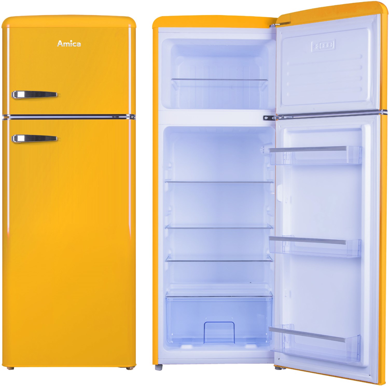 Amica KGC 15633 Y Standkühlschrank mit Gefrierraum gelb
