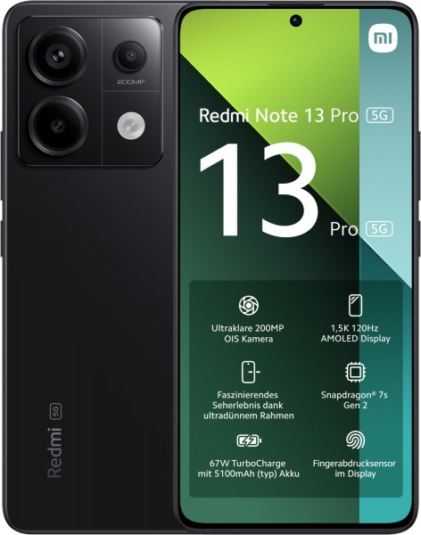 Xiaomi Redmi Note 13 Pro 5G (8GB+256GB) Smartphone midnight black 