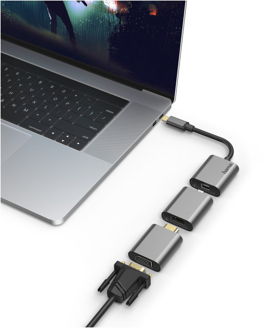 Hama 6in1 Mini-DisplayPort, HDMI, | USB-C, Video-Adapter-Set VGA EURONICS grau
