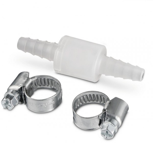 Rückschlagventil für max. Ø 10mm mit 2 Schlauchschellen