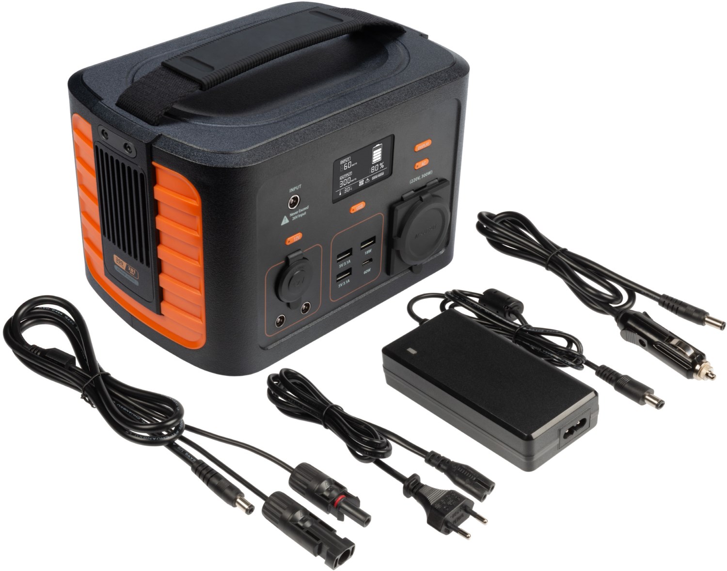 Portable Power Station 300 schwarz/orange