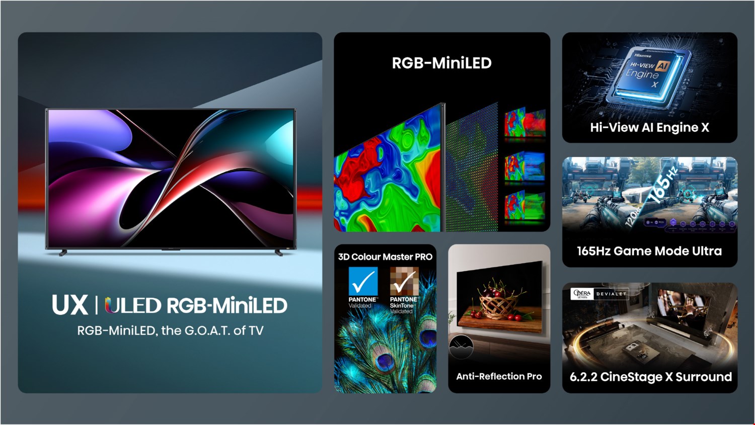 100UXQ 253 cm (100") RGB Mini LED-TV schwarz/dunkelgrau, 4K Ultra HD, Smart-TV, DVB-T2/DVB-C/DVB-S2, Sprachsteuerung