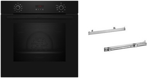 BLE110KP Einbaubackofen bestehend aus B2CCG6AK3 + Z11TI15X0 schwarz, 71 l, Pizza-Stufe, schnelles Vorheizen, pyrolytische Selbstreinigung