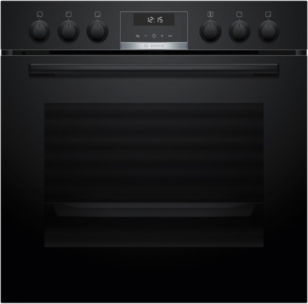 HEB517BB4 Einbau Elektro-Herd schwarz, 71 l, Pizza-Stufe, schnelles Vorheizen, 59,4 cm breit, A+