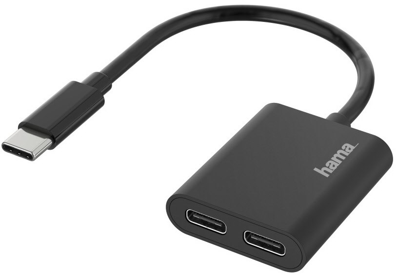 Audio-Adapter 2in1 USB-C-St. - 2x USB-C-Buchse schwarz