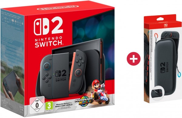 Switch 2 Konsole Bundle inkl. Mario Kart World + Dein Geschenk: Nintendo Switch 2 Tasche &amp; Schutzfolie