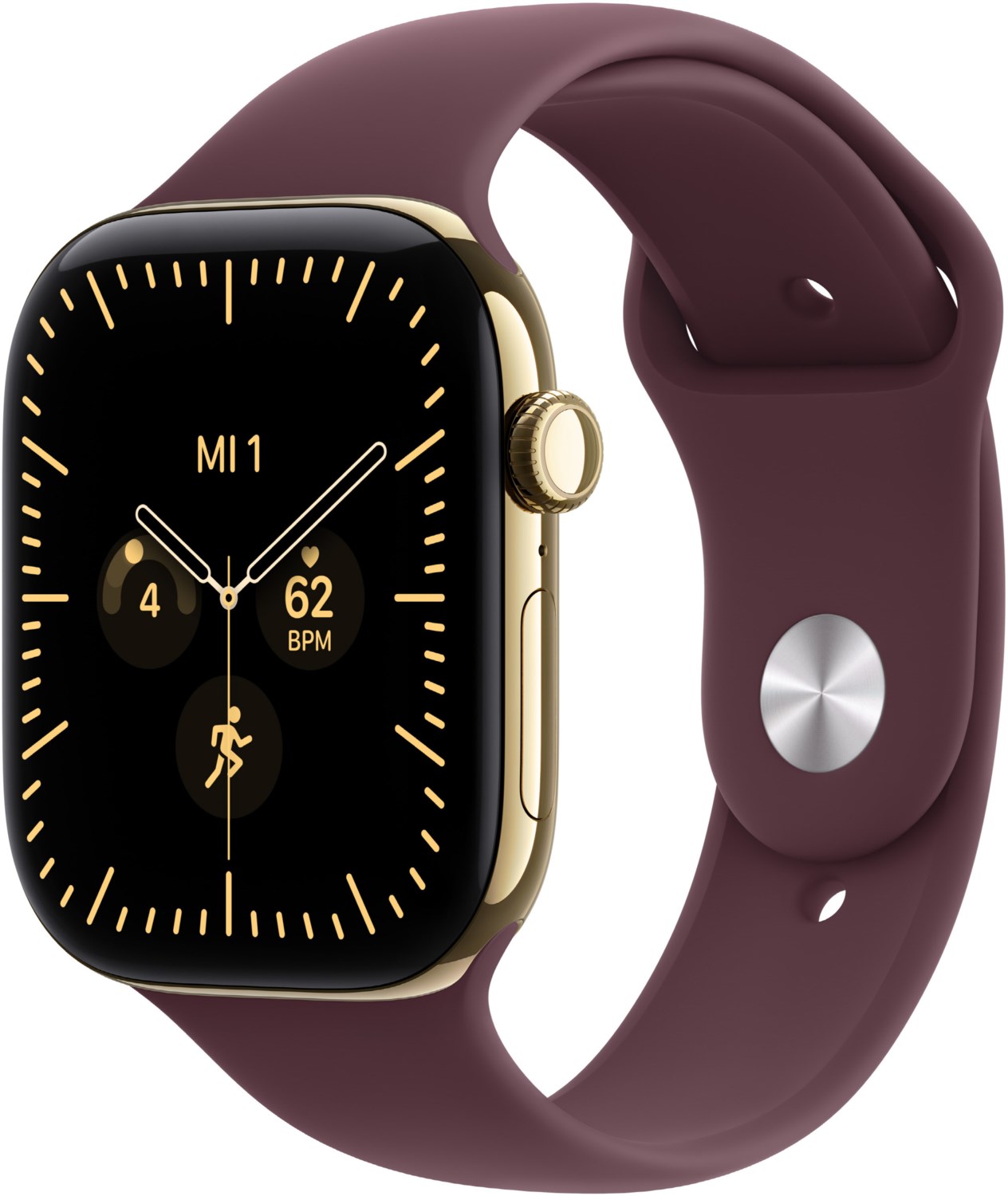 Apple Watch Series 12 (46mm) GPS+5G Smartwatch Titan mit Sportarmband M/L brilliantgold/burgunder