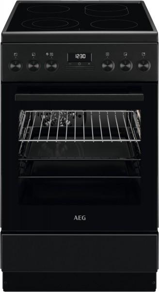 CCB54492BB Elektroherd mit Glaskeramikfeld schwarz, 57 l, Pizza-Stufe, Heißluftgrill, 50 cm breit, A, 4 Kochzonen