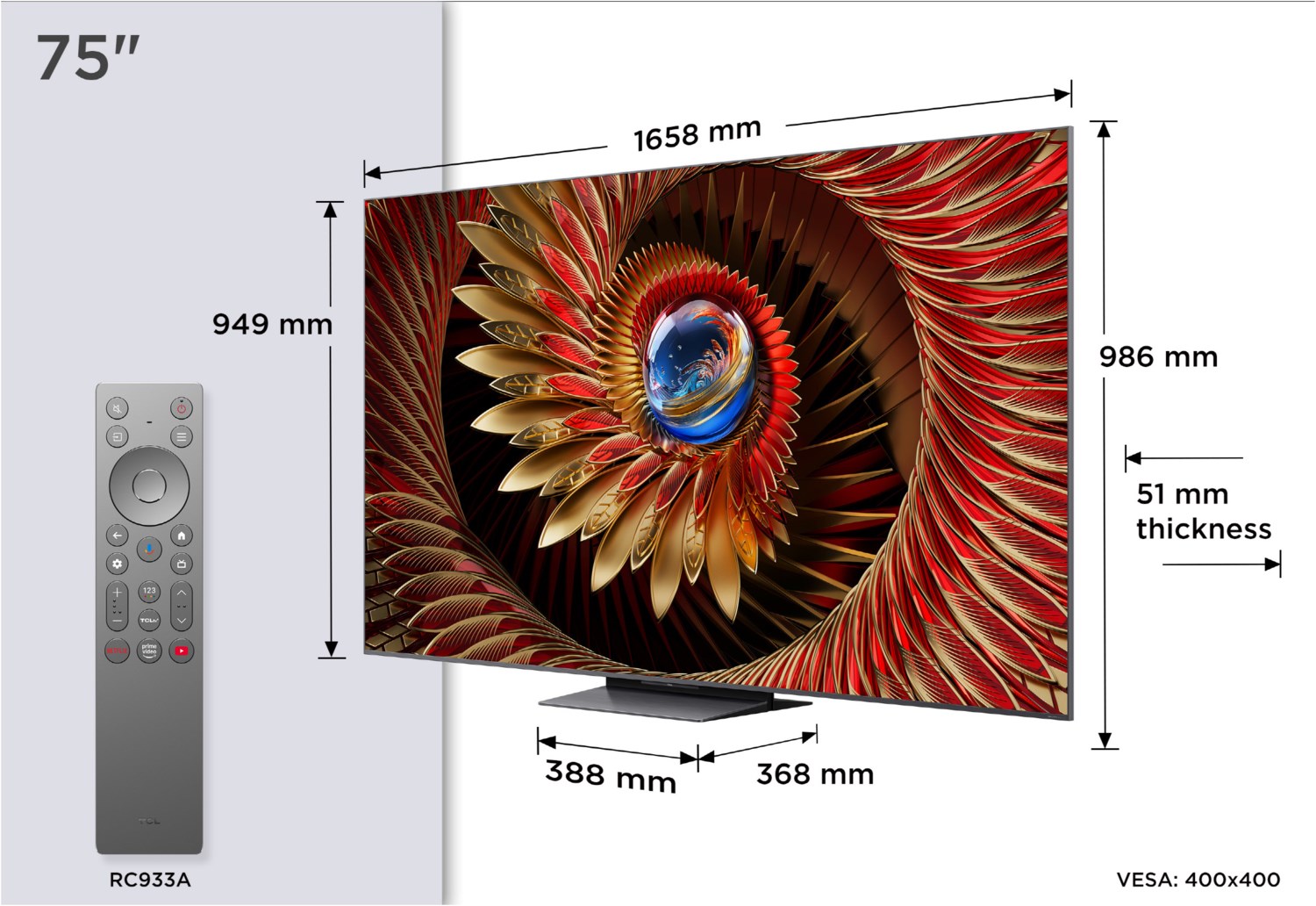 75C89K 189 cm (75") QD-Mini LED TV brushed metal