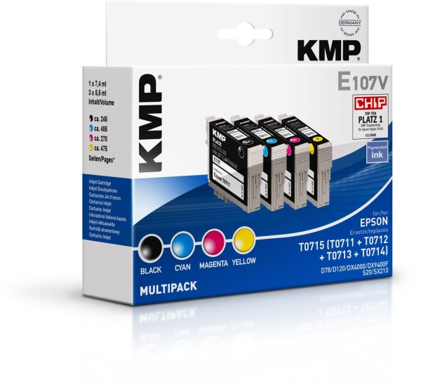 E107V (1x 7,4ml, 3x 5,5ml) Tinten-Multipack 4-farbig