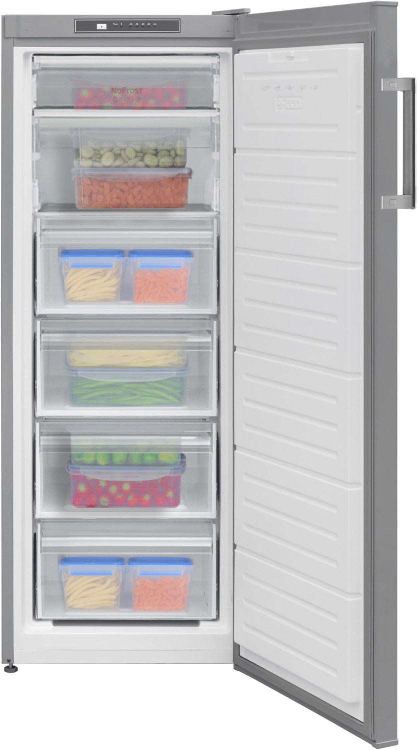Amica GSN 324 160 W NoFrost Gefrierschrank – 174L, 145 Cm Hoch, 54 Cm Breit – Mit Inverter Motor, Tür-Offen-Alarm, 4 Schubladen – Weiß