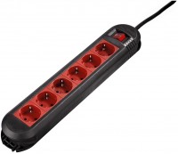 Steckdosenleiste Colour 6-fach schwarz/rot