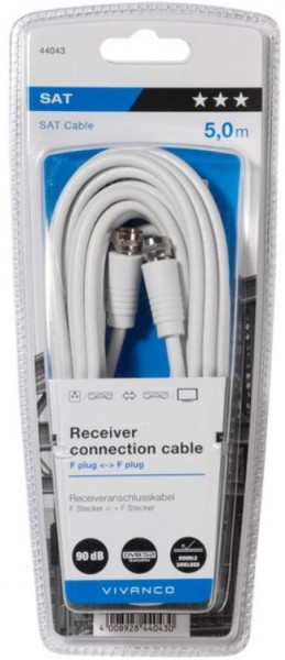 SAT Anschlusskabel 90dB (5m) weiß