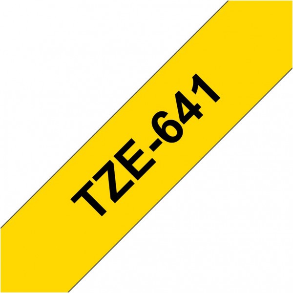 TZE-641 Schriftband lamin. (18mm) gelb/schwarz