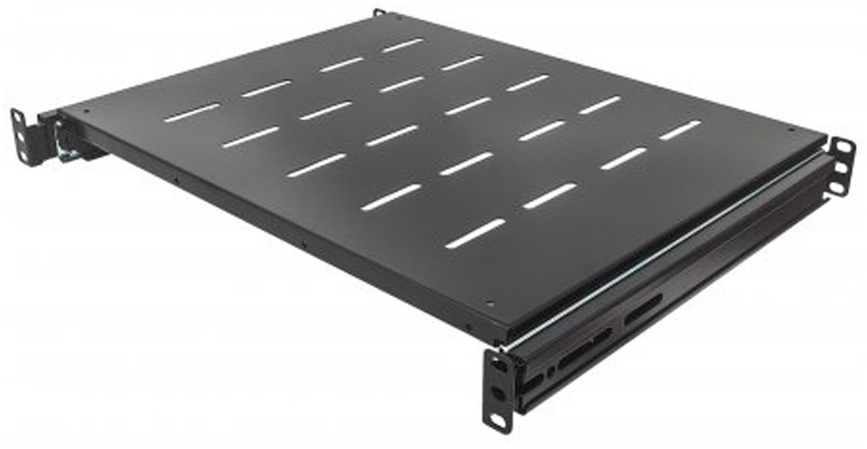 Image of Fachboden 1HE (483x600 mm) schwarz bis 35 kg, ausziehbar