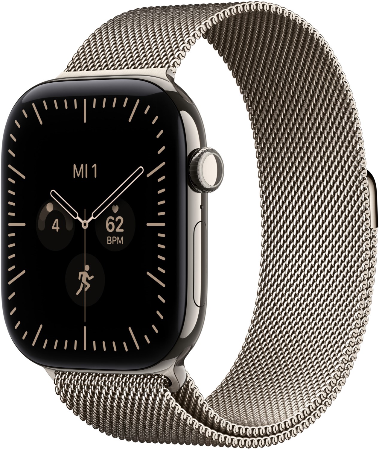 Apple Watch Series 12 (46mm) GPS+5G Smartwatch Titan mit Milanaise Armband S/M natur/natur
