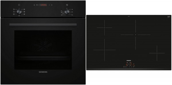 EQPOWER35I Herdset mit Induktionskochfeld bestehend aus HB013FBB1 + EH83KBEB5E schwarz + rahmenlos