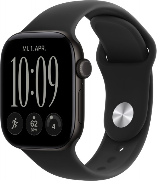 Apple Watch Series 12 (42mm) GPS Smartwatch Alu mit Sportarmband S/M schwarz/schwarz