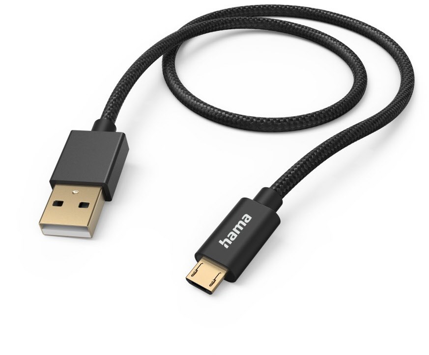 Ladekabel Fabric (1,5m) USB-A>Micro-USB schwarz