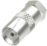 F-Stecker>Koax-Kupplung silber