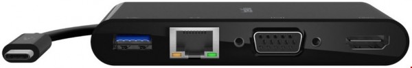 USB Type-C Adapter Type-C > RJ45/HDMI/VGA/USB schwarz
