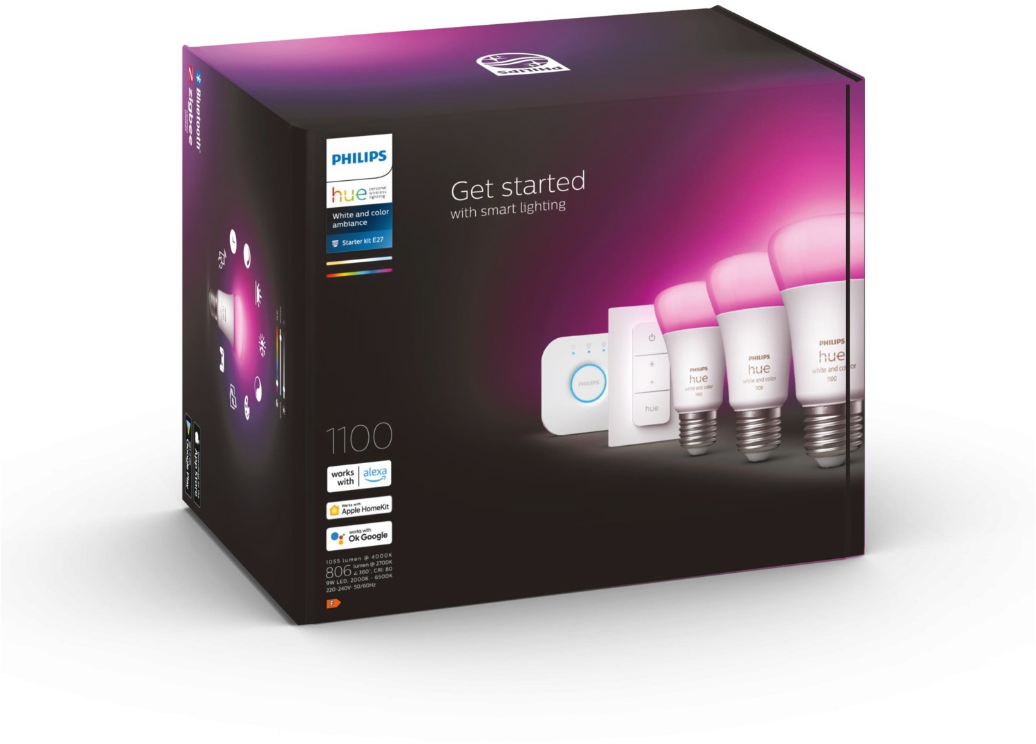 Hue W&C Amb. 9W A60 E27 3er Pack LED-Leuchtmittel