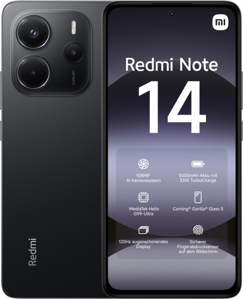 スマートフォン本体 Redmi Note 14 Midnight Black 6GB/128GB Redmi Note 14 4G 6GB 128GB グローバル版 黒色 日本語＋グーグル