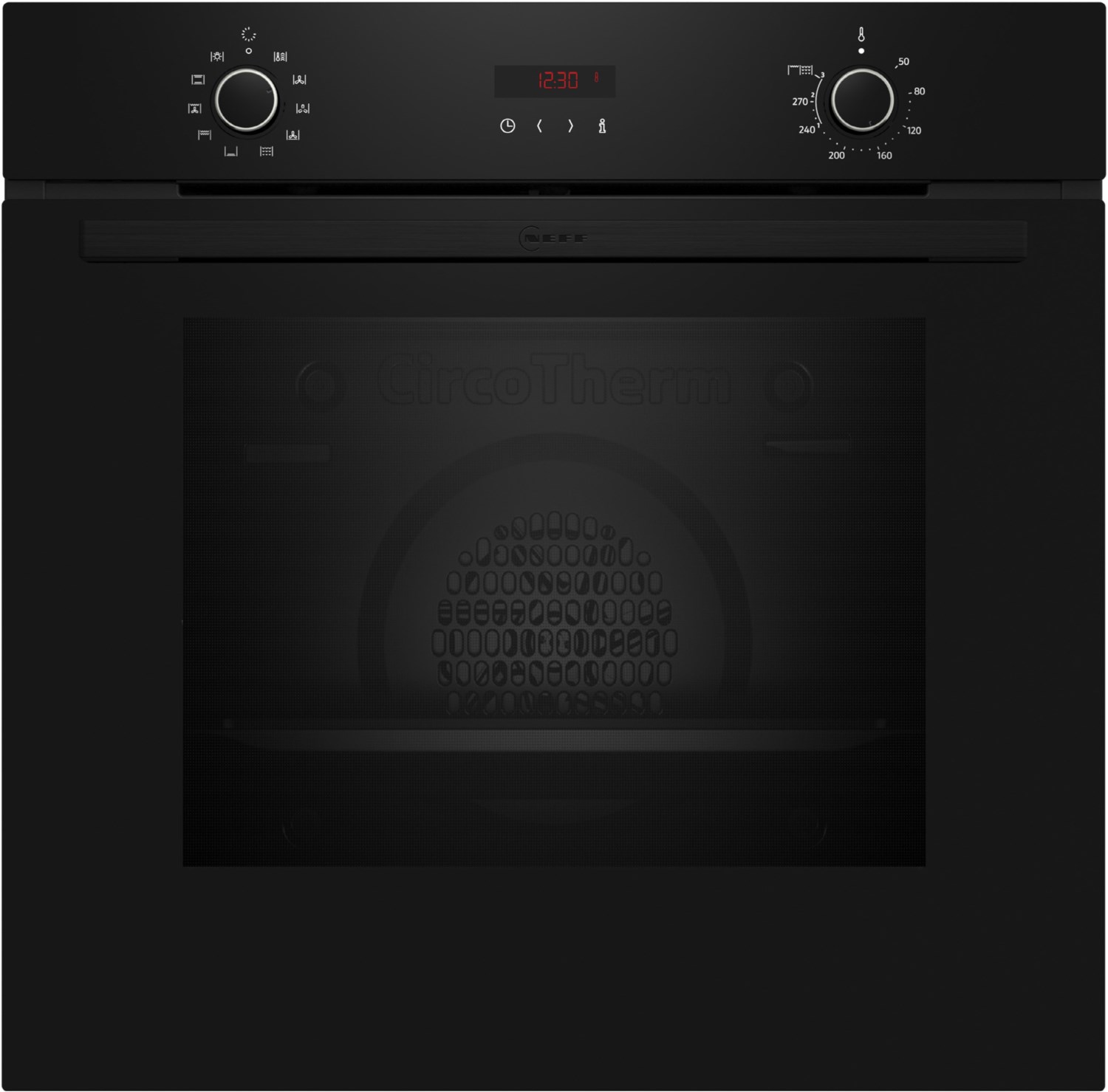 B2CCG6AK3 Einbaubackofen schwarz, 71 l, Pizza-Stufe, schnelles Vorheizen, pyrolytische Selbstreinigung, 59,4 cm breit, A+