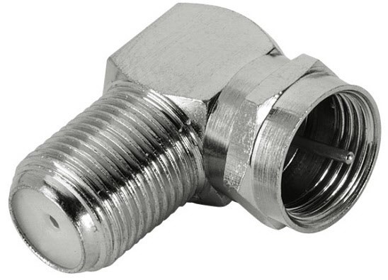 Adapter 90° F-Stecker - F-Kupplung silber