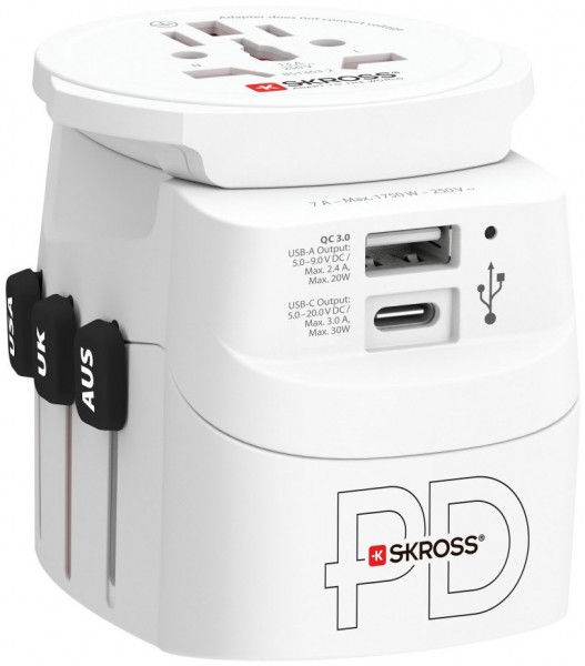 Reisestecker Pro Light USB weiß