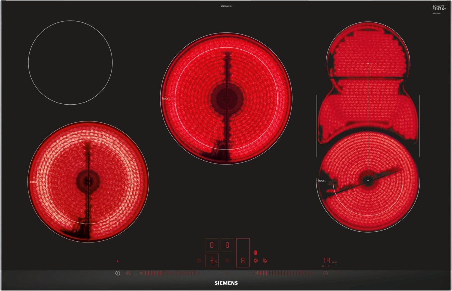 ET875LMP1D Autark-Glaskeramikfeld edelstahl/Facette